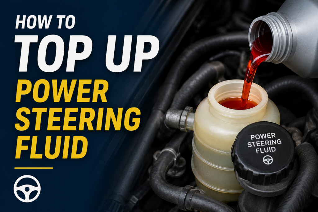 How to top up power steering fluid blog featured image.