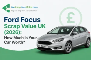 Silver Ford Focus being collected by a licensed UK scrap car recycling company
